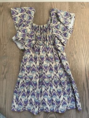 Zara Cream Dress with Purple & Teal Print